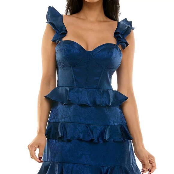 B Darlin Dresses & Skirts - B Darlin Junior's Sage Flower Pattern Fit & Flare Dress - Navy-1/2, MSRP: 79$